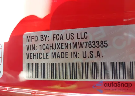 2021 Jeep Wrangler Unlimited Sahara Altitude 4X4 z USA, uszkodzony, nr VIN 1C4HJXEN1MW763385